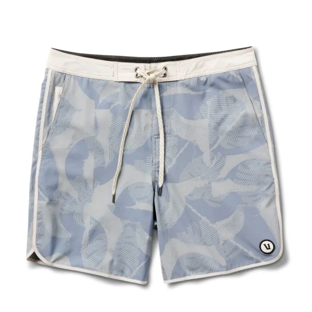 Vuori Blue and White Men Swim Board Shorts